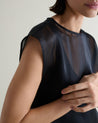 Black - Women's Silk Organza Layered Dress