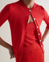 Red - Women's Silk-Cotton Cardigan