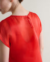 Red - Women's Silk Organza Layered Dress
