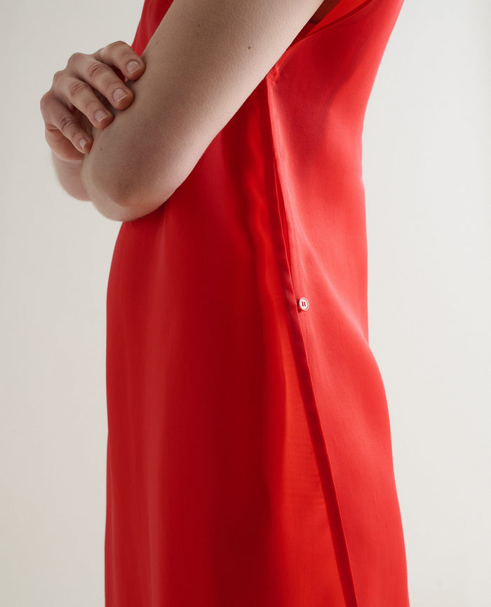 Red - Women's Silk Organza Layered Dress