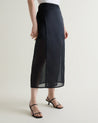Black - Women's Silk Organza Panelled Skirt