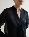 Black - Women's Silk Organza Tunic Blouse