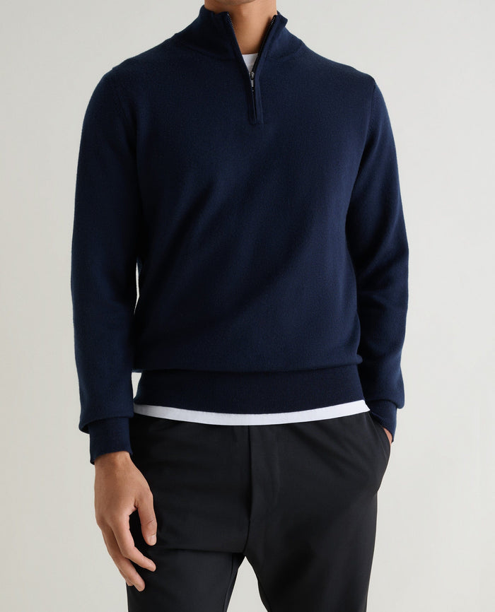 Indigo - Men's Merino 1/4 Zip Jumper