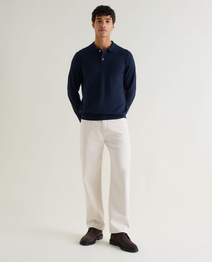 Indigo - Men's Merino Knitted Polo Jumper