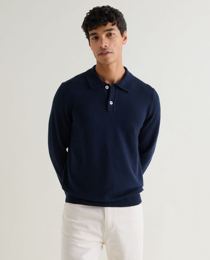 Indigo - Men's Merino Knitted Polo Jumper
