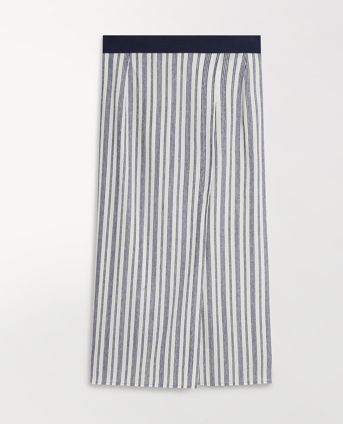 Navy Stripe - Women's Cotton Gauze Stripe Pareo Skirt
