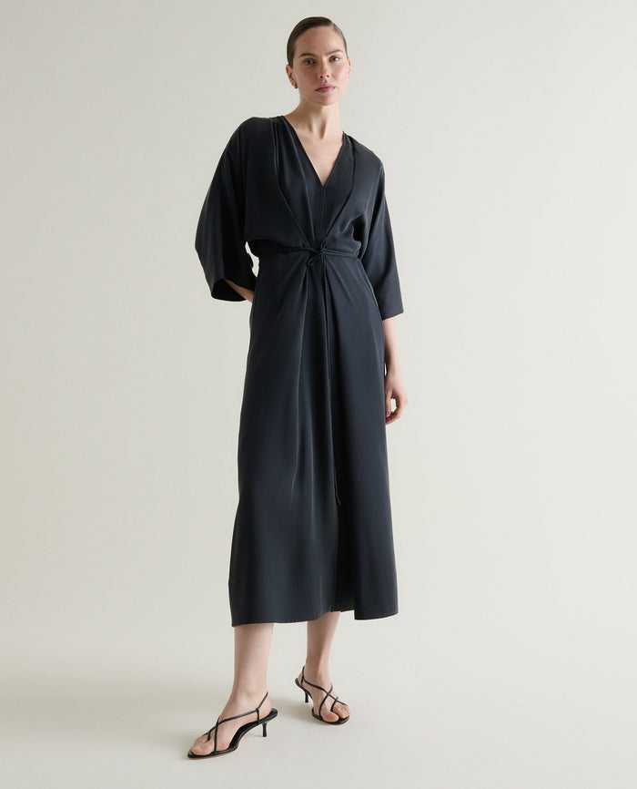 Black - Women's Easy-Silk Robe Dress