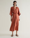 Rust - Women's Easy-Silk Robe Dress