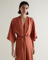 Rust - Women's Easy-Silk Robe Dress