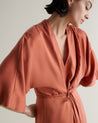 Rust - Women's Easy-Silk Robe Dress