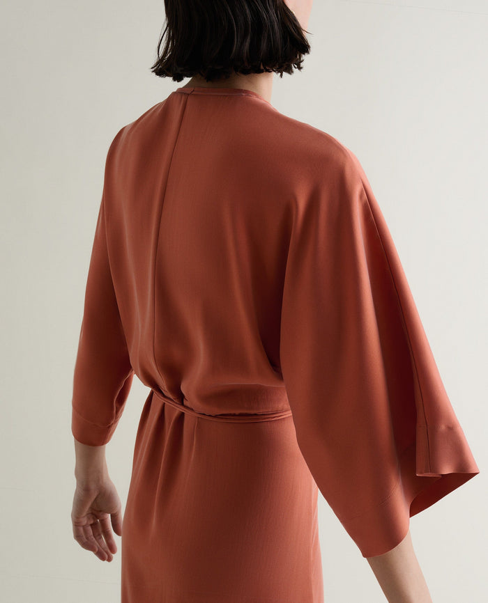 Rust - Women's Easy-Silk Robe Dress