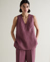 Smoky Lilac - Women's Future-Linen V Neck Tunic Top