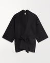 Black - Women's Organic Denim Belted Jacket