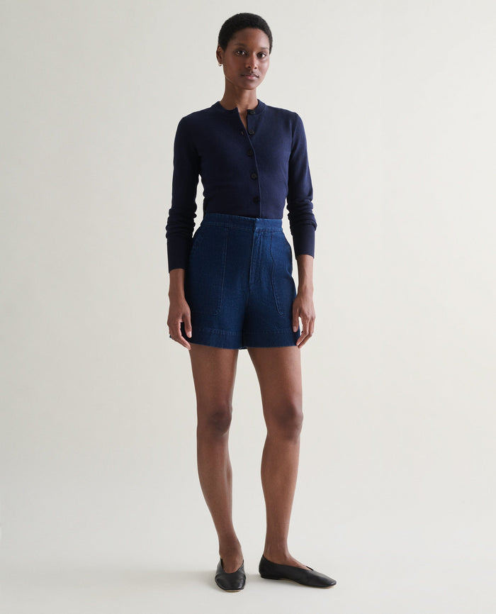Navy - Women's Silk-Cotton Cardigan