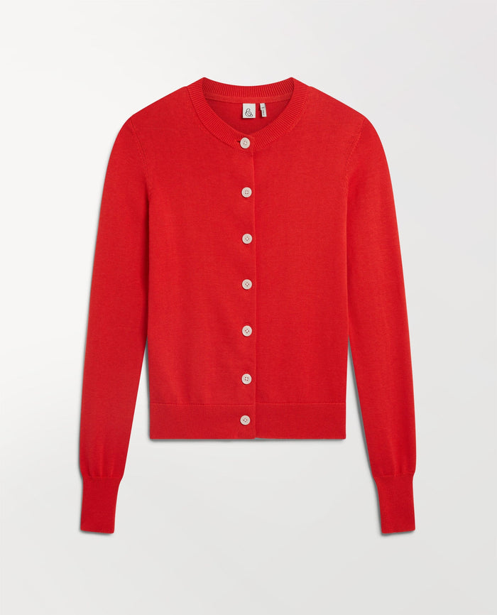 Red - Women's Silk-Cotton Cardigan