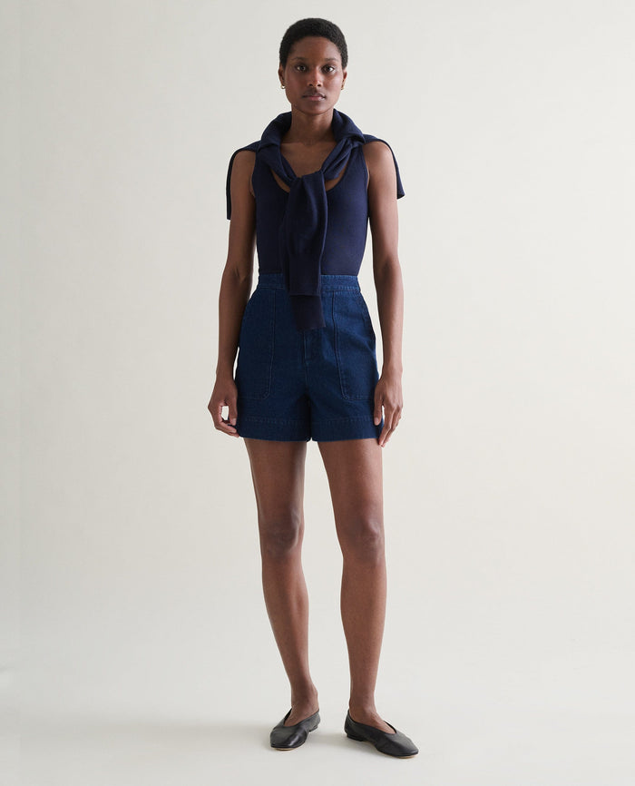 Navy - Women's Silk-Cotton Vest