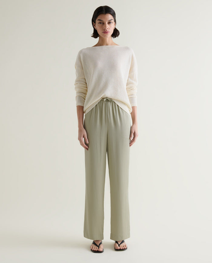 Parchment - Women's Cotton Bouclé Slash Neck Jumper