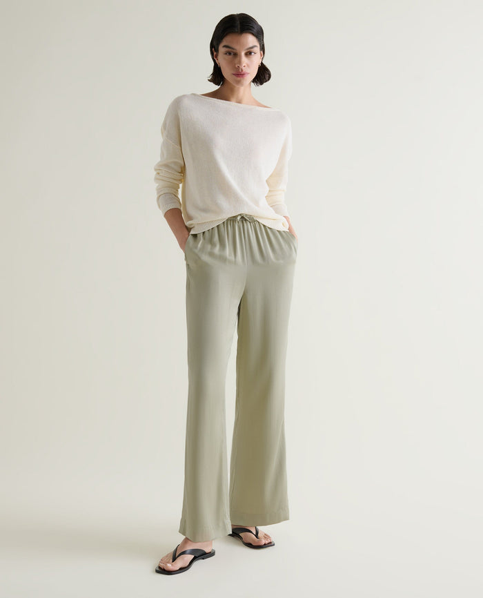 Parchment - Women's Cotton Bouclé Slash Neck Jumper
