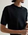 Black - Women's Cotton Bouclé Knit T-shirt