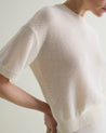 Parchment - Women's Cotton Bouclé Knit T-shirt