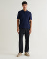 Navy - Men's Silk-Cotton Fine Knit Polo