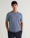 The Blues - Men's Silk-Cotton Fine Knit Stripe T-Shirt