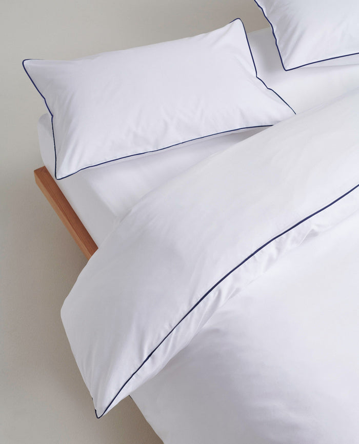 White Navy Piping - The Soft & Smooth Luxury Duvet Cover